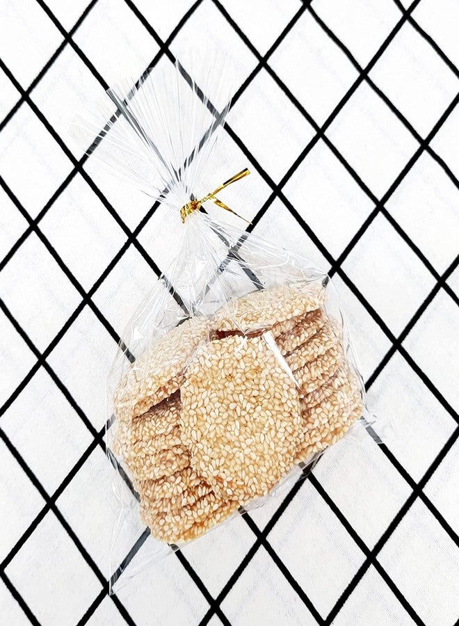 XLSFPY 100PCS Cellophane Bags 6x9 inches, Clear Treat Bags with 4’’ Twist Ties, Plastic Cello Bags - 1.4 mils Thick OPP Rice Crispy Bags for Gift Goodie Favor Candy Cake Pop Birthday Party Cookies (6’’ x 9’’) - Image 3